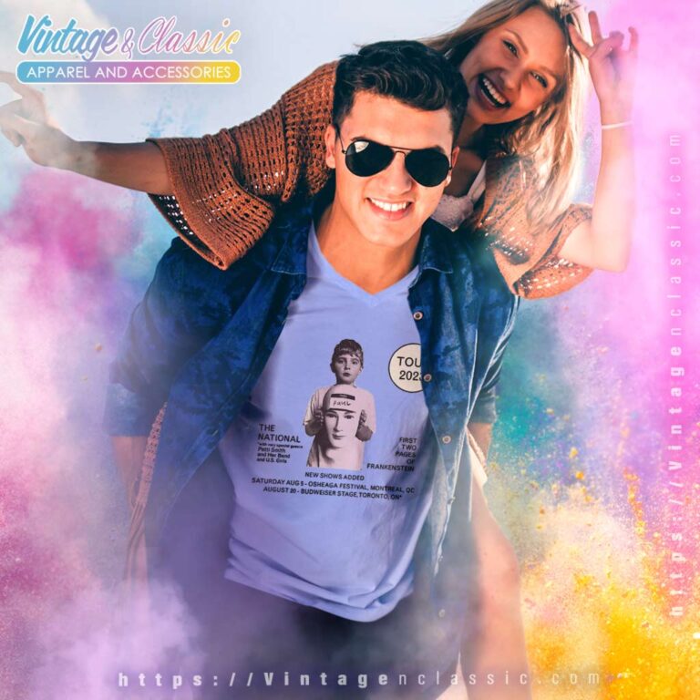 The National With Speacil Guests Patti Smith V Neck TShirt The National With Speacil Guests Patti Smith V Neck TShirt