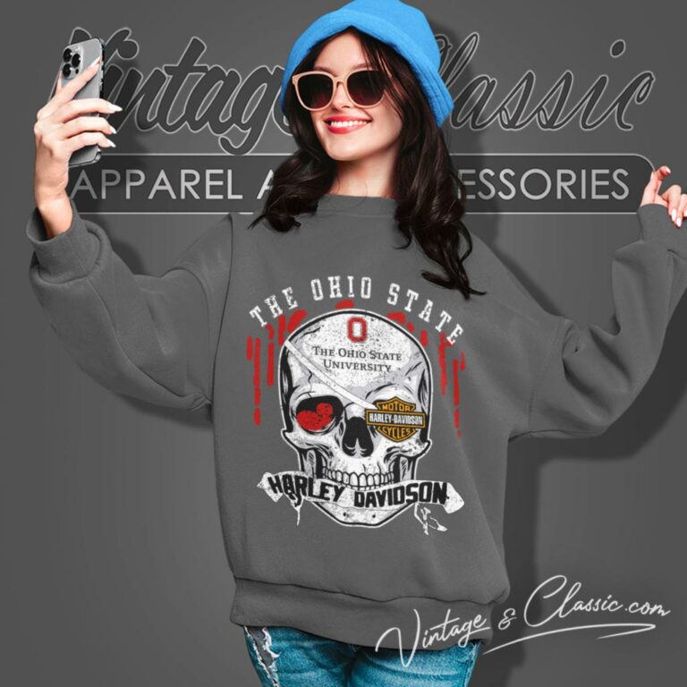 The Ohio State University Harley Davidson Skull Sweatshirt The Ohio State University Harley Davidson Skull Sweatshirt