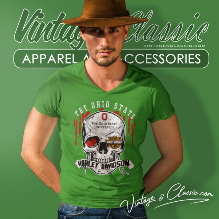The Ohio State University Harley Davidson Skull V Neck TShirt The Ohio State University Harley Davidson Skull V Neck TShirt
