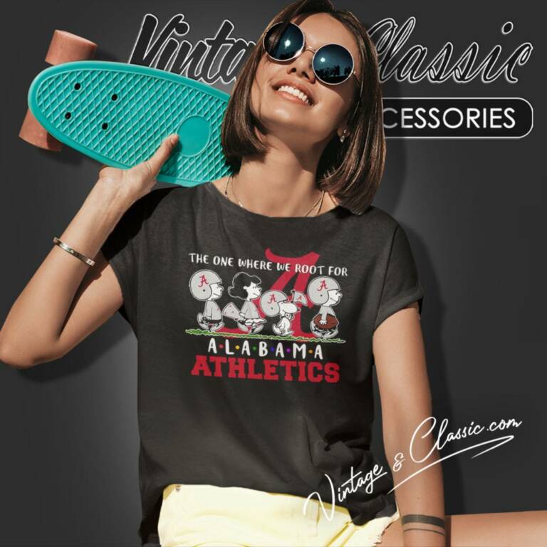 The One Where We Root For Alabama Crimson Tide Snoopy And Friends Women T Shirt The One Where We Root For Alabama Crimson Tide Snoopy And Friends Women T Shirt