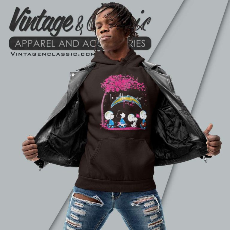 The Peanuts Characters Los Angeles Chargers In October We Wear Pink Hoodie The Peanuts Characters Los Angeles Chargers In October We Wear Pink Hoodie