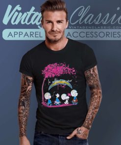 The Peanuts Characters Los Angeles Chargers In October We Wear Pink T Shirt