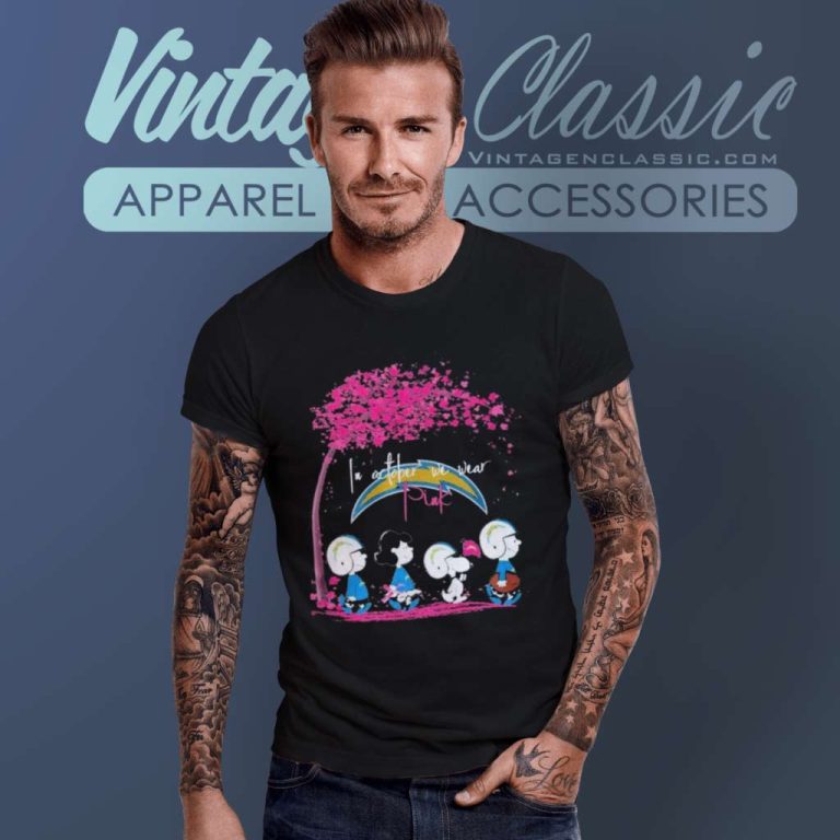 The Peanuts Characters Los Angeles Chargers In October We Wear Pink T Shirt The Peanuts Characters Los Angeles Chargers In October We Wear Pink T Shirt