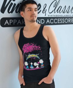 The Peanuts Characters Los Angeles Chargers In October We Wear Pink Tank Top Racerback