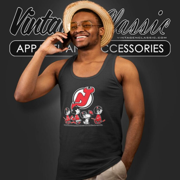 The Peanuts New Jersey Devils Hockey Logo Tank Top Racerback The Peanuts New Jersey Devils Hockey Logo Tank Top Racerback