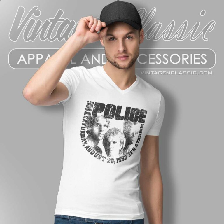 The Police 1983 Concert V Neck TShirt The Police 1983 Concert V Neck TShirt
