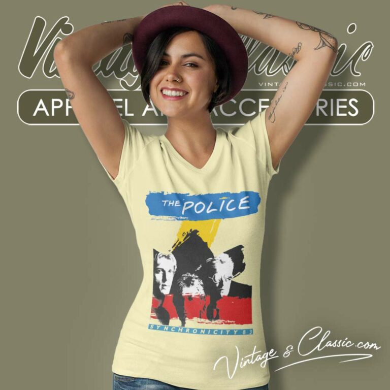 The Police 1983 Synchronicity Tour V Neck TShirt The Police 1983 Synchronicity Tour V Neck TShirt