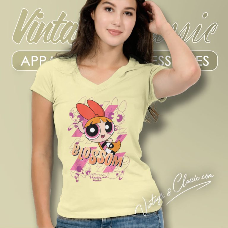 The Powerpuff Girls Blossom V Neck TShirt The Powerpuff Girls Blossom V Neck TShirt