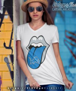 The Rolling Stone Detroit Lions Lips V Neck TShirt