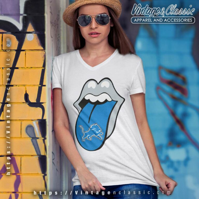The Rolling Stone Detroit Lions Lips V Neck TShirt The Rolling Stone Detroit Lions Lips V Neck TShirt