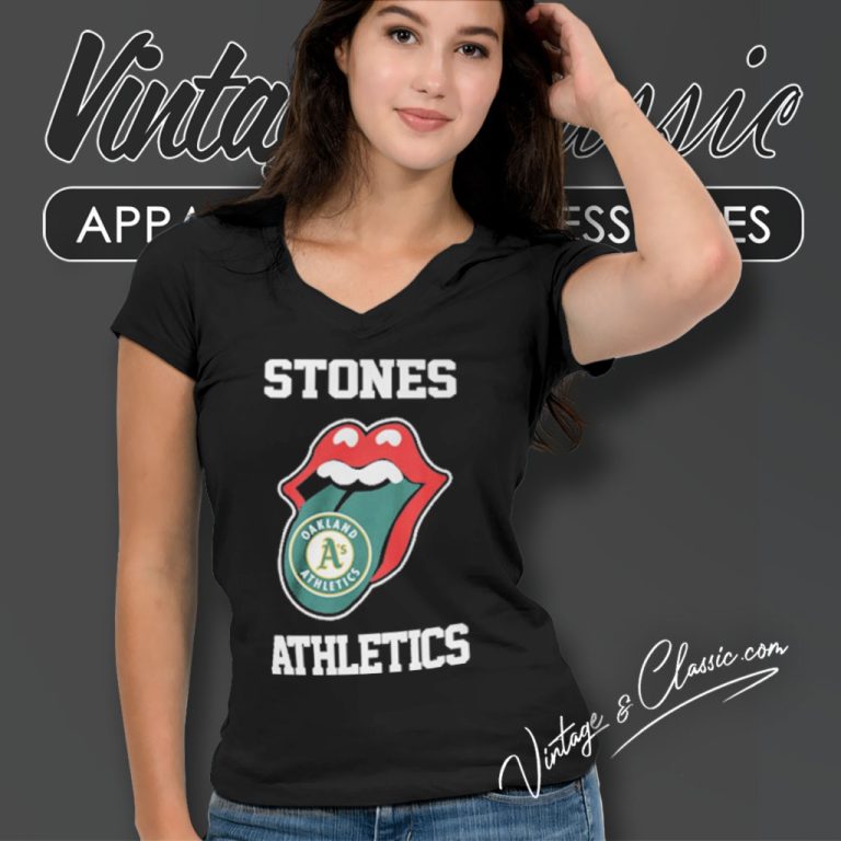 The Rolling Stone Oakland Athletics Lips V Neck TShirt The Rolling Stone Oakland Athletics Lips V Neck TShirt