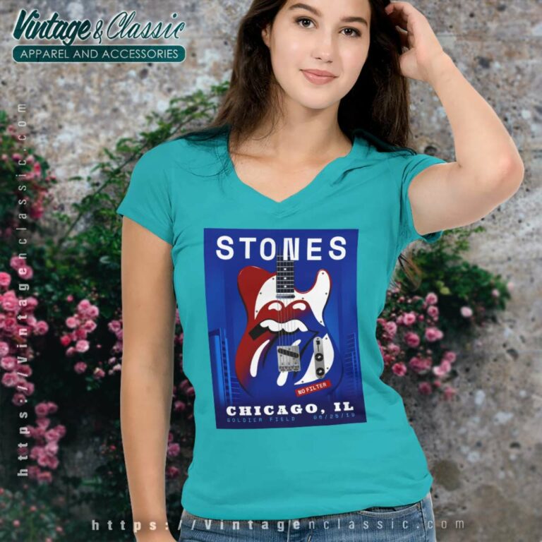 The Rolling Stones Chicago Il June V Neck TShirt The Rolling Stones Chicago Il June V Neck TShirt