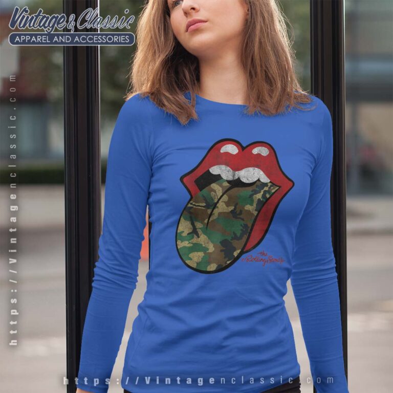 The Rolling Stones Distressed Camo Tongue Longsleeves The Rolling Stones Distressed Camo Tongue Longsleeves