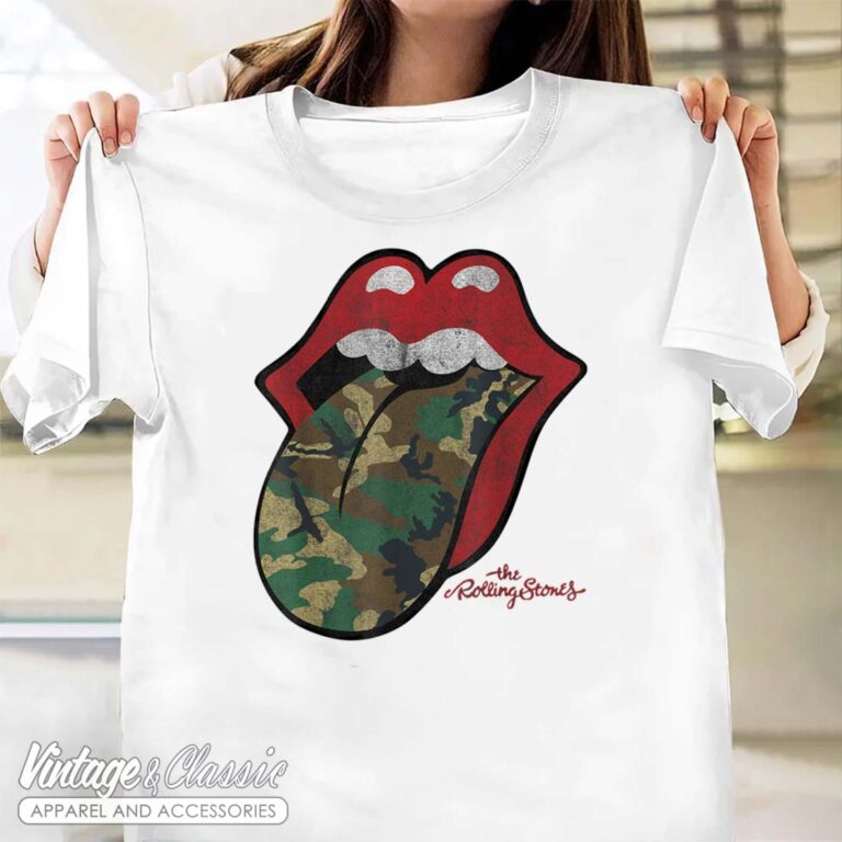 The Rolling Stones Distressed Camo Tongue Shirt The Rolling Stones Distressed Camo Tongue Shirt