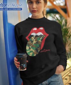 The Rolling Stones Distressed Camo Tongue Sweatshirt