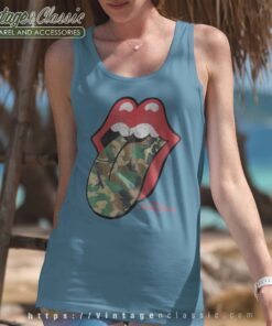 The Rolling Stones Distressed Camo Tongue Tanktop