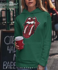 The Rolling Stones Distressed Leopard Tongue Hoodie