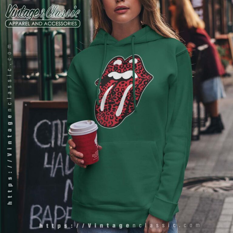 The Rolling Stones Distressed Leopard Tongue Hoodie The Rolling Stones Distressed Leopard Tongue Hoodie