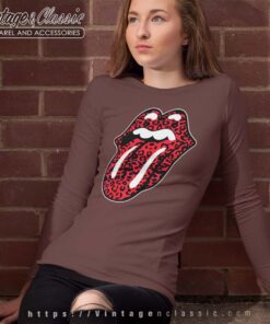 The Rolling Stones Distressed Leopard Tongue Longsleeves