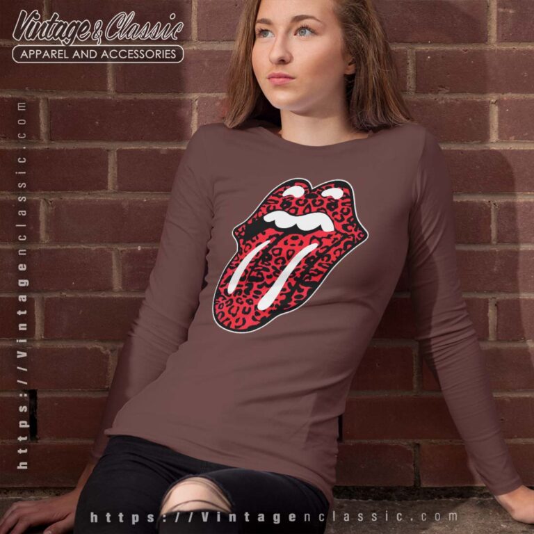The Rolling Stones Distressed Leopard Tongue Longsleeves The Rolling Stones Distressed Leopard Tongue Longsleeves