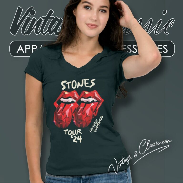The Rolling Stones Hackney Diamonds Tour 2024 V Neck TShirt The Rolling Stones Hackney Diamonds Tour 2024 V Neck TShirt