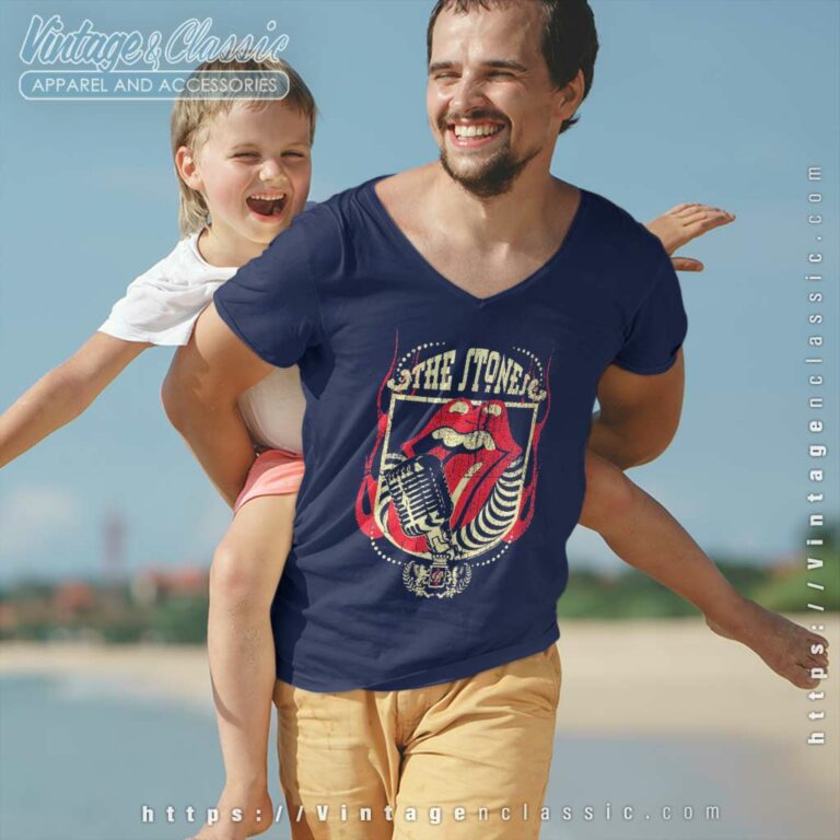 The Rolling Stones Licks Mic V Neck TShirt The Rolling Stones Licks Mic V Neck TShirt