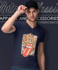 The Rolling Stones Rainbow Background Shirt V Neck TShirt