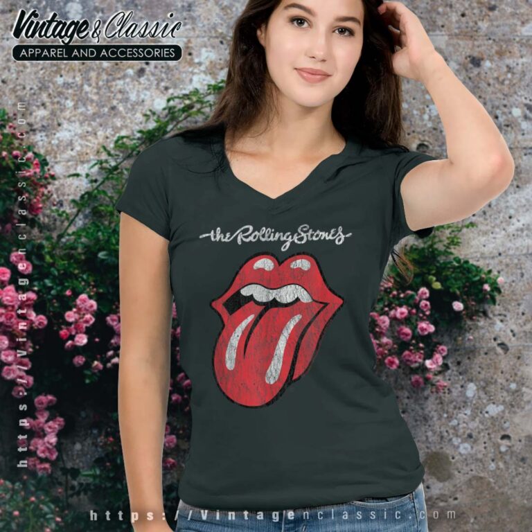 The Rolling Stones Script Tongue Vneck The Rolling Stones Script Tongue Vneck