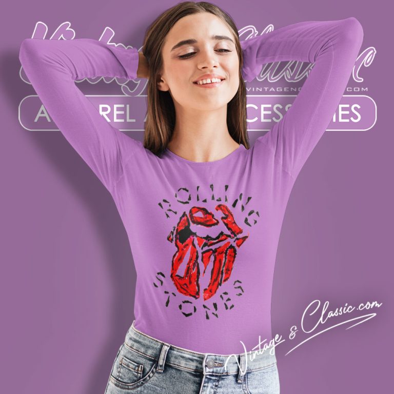 The Rolling Stones Shirt Painted Diamond Tongue Long Sleeve Tee The Rolling Stones Shirt Painted Diamond Tongue Long Sleeve Tee