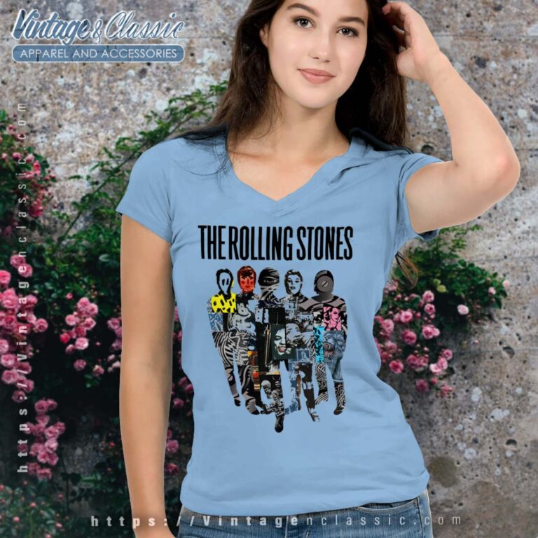 The Rolling Stones Silhouette Collage Premium Vneck The Rolling Stones Silhouette Collage Premium Vneck