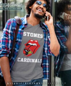 The Rolling Stones St Louis Cardinals Lips V Neck TShirt
