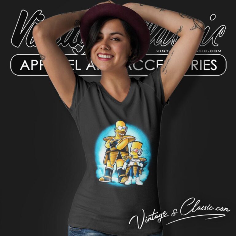 The Saiyans Simpson Parody Dragon Ball V Neck TShirt The Saiyans Simpson Parody Dragon Ball V Neck TShirt