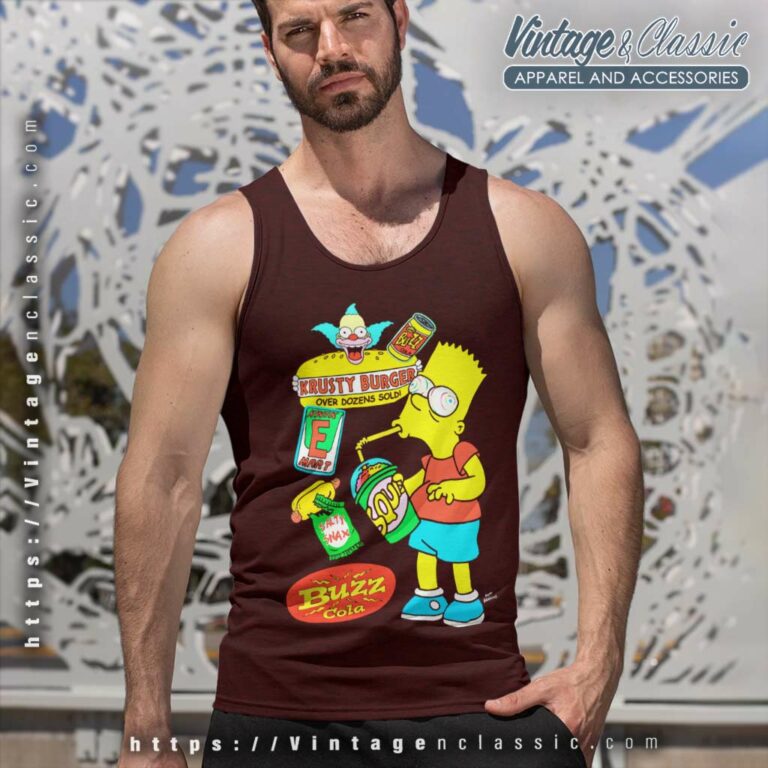 The Simpsons Bart Krusty Burger Buzz Cola Tank Top Racerback The Simpsons Bart Krusty Burger Buzz Cola Tank Top Racerback