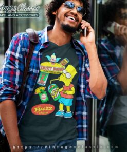 The Simpsons Bart Krusty Burger Buzz Cola V Neck TShirt