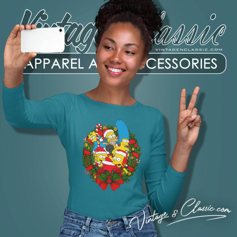The Simpsons Christmas Laurel Wreath Long Sleeve Tee The Simpsons Christmas Laurel Wreath Long Sleeve Tee