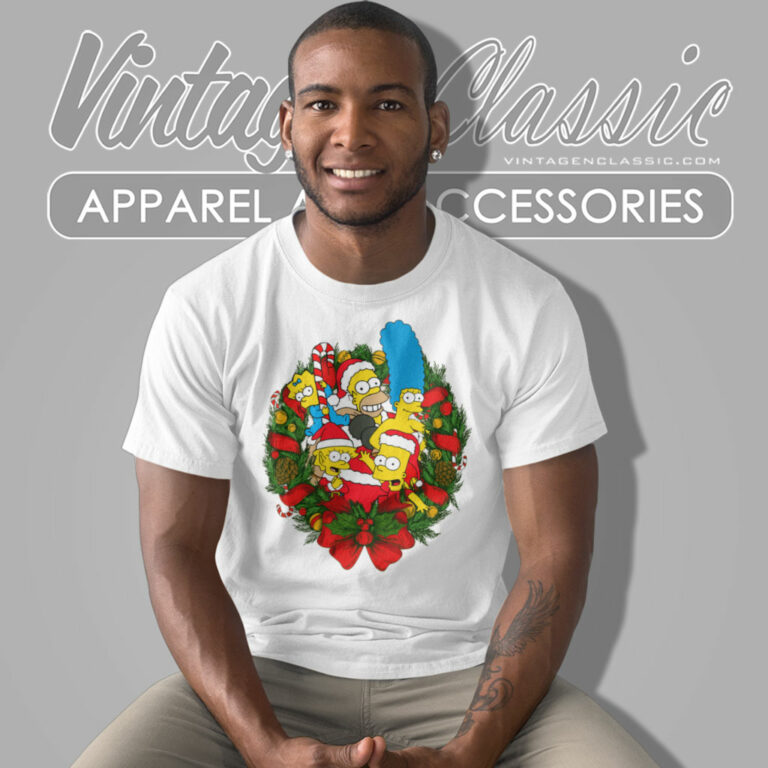 The Simpsons Christmas Laurel Wreath T Shirt The Simpsons Christmas Laurel Wreath T Shirt
