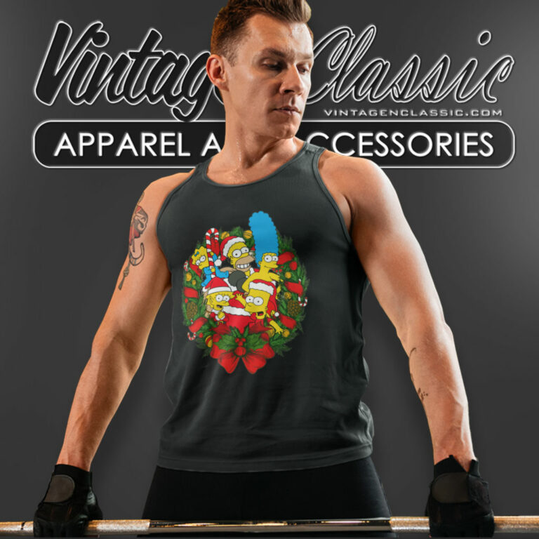 The Simpsons Christmas Laurel Wreath Tank Top Racerback The Simpsons Christmas Laurel Wreath Tank Top Racerback