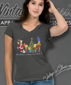 The Simpsons Christmas Lights Merry Xmas V Neck TShirt