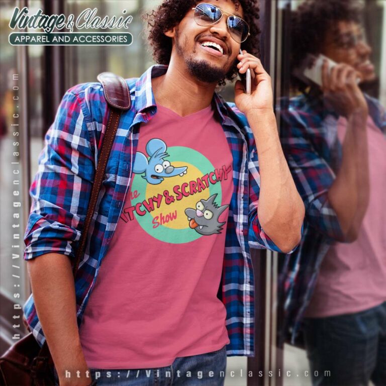 The Simpsons Itchy And Scratchy Show V Neck TShirt The Simpsons Itchy And Scratchy Show V Neck TShirt