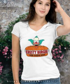 The Simpsons Krusty Burger V Neck TShirt