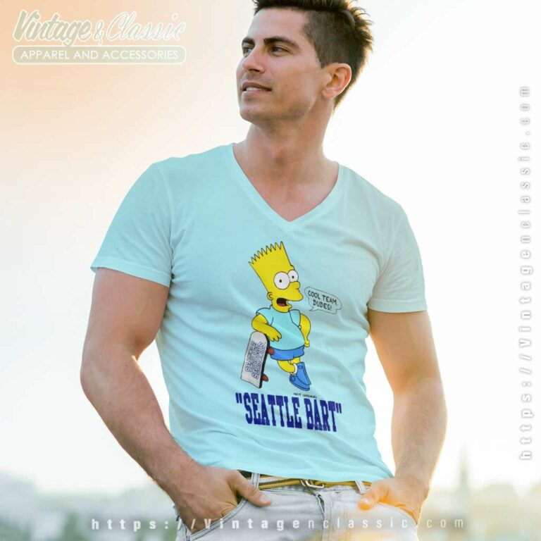 The Simpsons Seattle Bart Cool Team V Neck TShirt The Simpsons Seattle Bart Cool Team V Neck TShirt