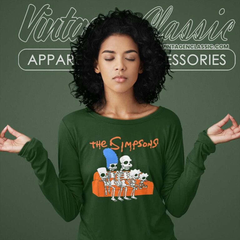 The Simpsons Skeletons Treehouse Of Horror Couch Long Sleeve Tee The Simpsons Skeletons Treehouse Of Horror Couch Long Sleeve Tee