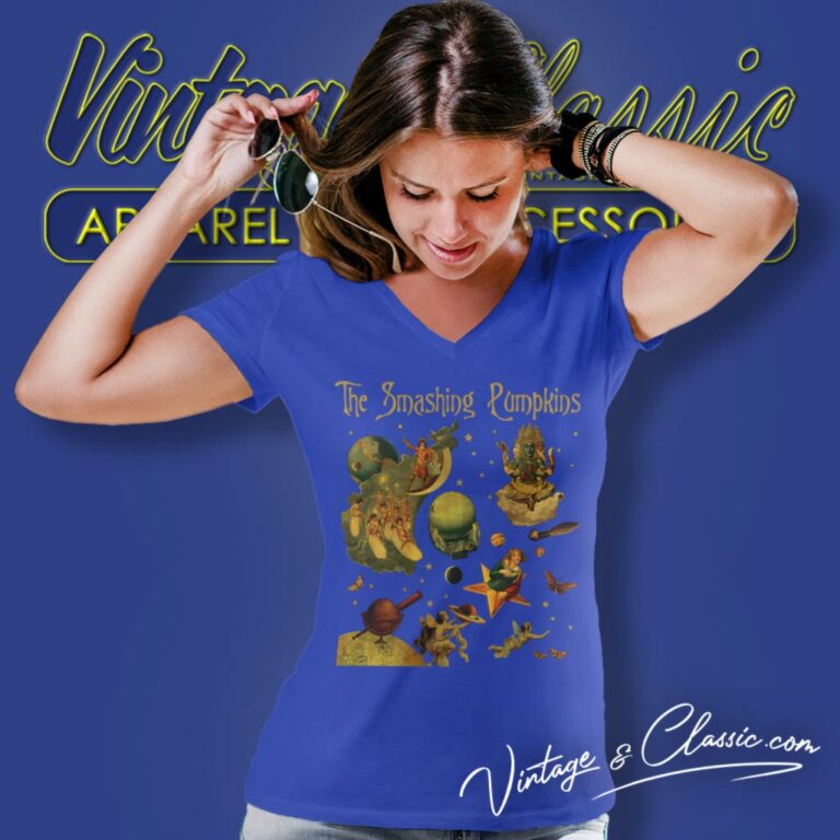 The Smashing Pumpkins Mellon Collie Album Art V Neck TShirt The Smashing Pumpkins Mellon Collie Album Art V Neck TShirt