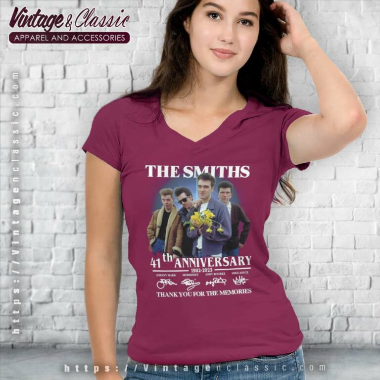 The Smiths 41th Anniversary 1983 2023 Signatures Thank You For The Memorie V Neck TShirt The Smiths 41th Anniversary 1983 2023 Signatures Thank You For The Memorie V Neck TShirt