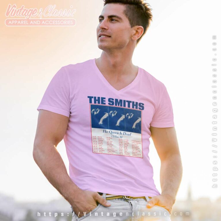 The Smiths Us Tour 86 Queen Is Dead V Neck TShirt The Smiths Us Tour 86 Queen Is Dead V Neck TShirt
