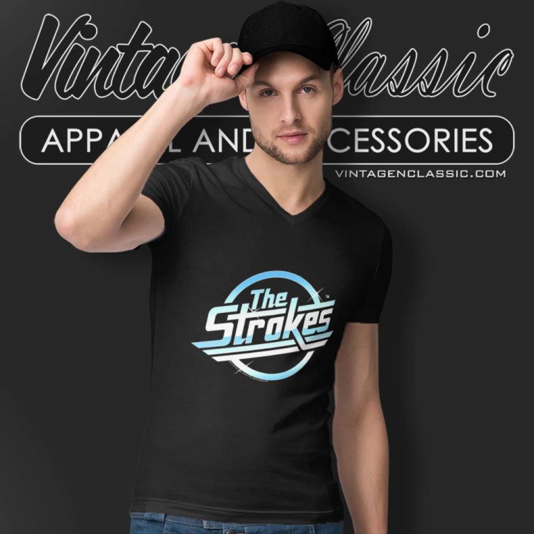 The Strokes Graphic Logo V Neck TShirt The Strokes Graphic Logo V Neck TShirt