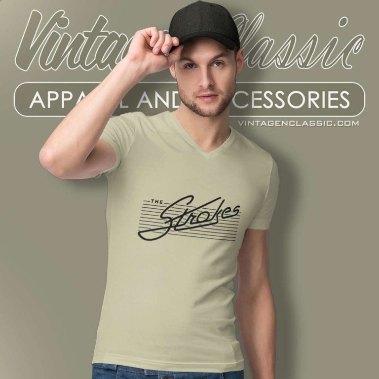 The Strokes Logo Band V Neck TShirt The Strokes Logo Band V Neck TShirt