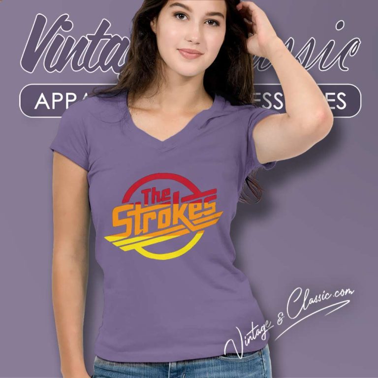 The Strokes Logo V Neck TShirt The Strokes Logo V Neck TShirt