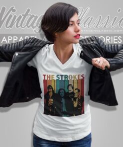 The Strokes Retro Vintage Trending V Neck TShirt