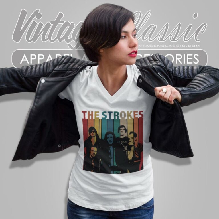 The Strokes Retro Vintage Trending V Neck TShirt The Strokes Retro Vintage Trending V Neck TShirt